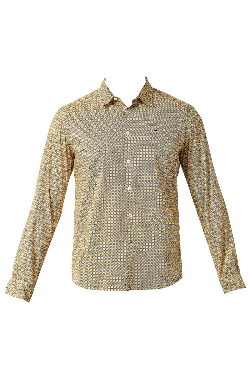 BASICS SLIM FIT COTTON VISCOSE PRINTED SHIRT