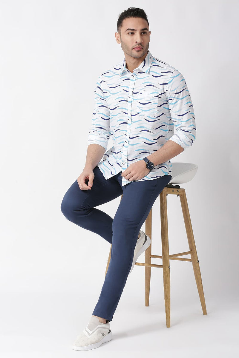 Slim Fit Cotton Slub Printed Shirt