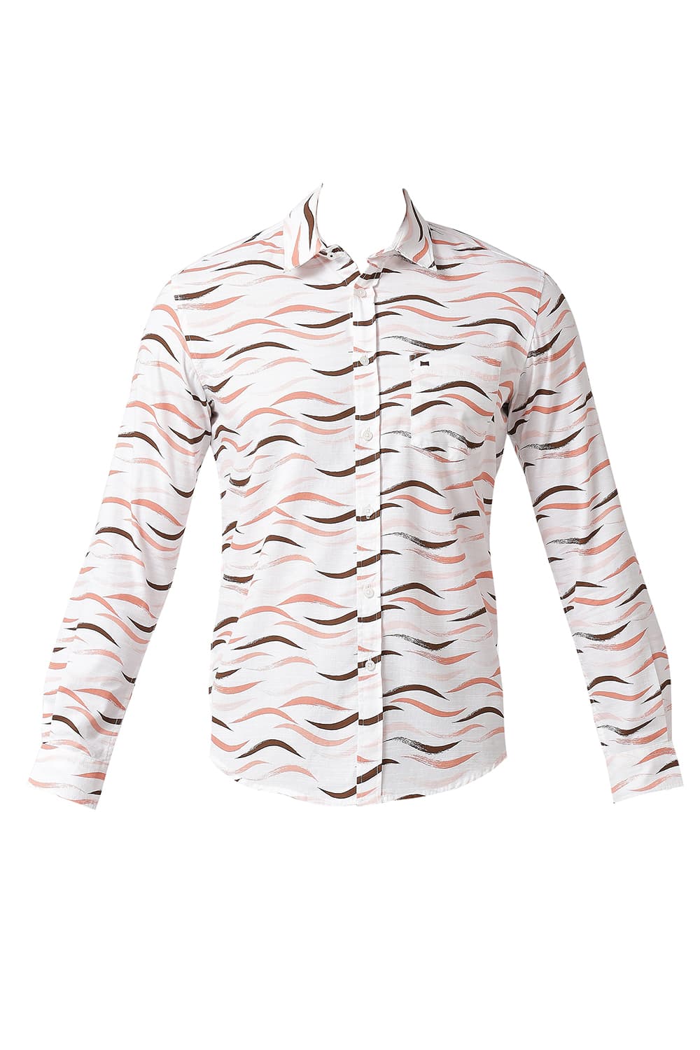 BASICS SLIM FIT COTTON SLUB PRINTED SHIRT