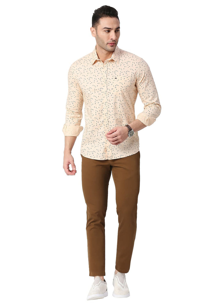 BASICS SLIM FIT COTTON PRINTED SHIRT