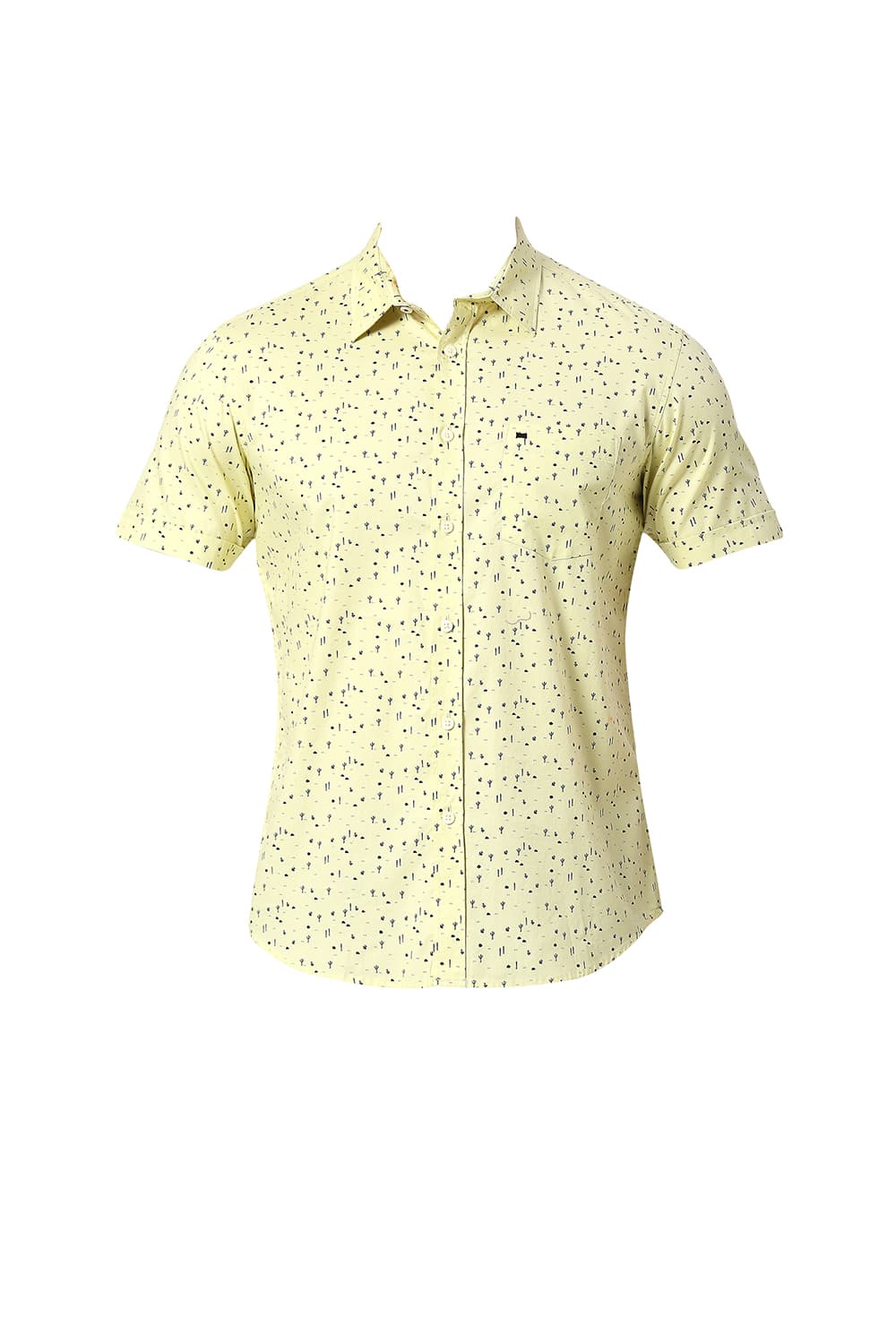 BASICS SLIM FIT COTTON PRINTED HALFSLEEVES SHIRT