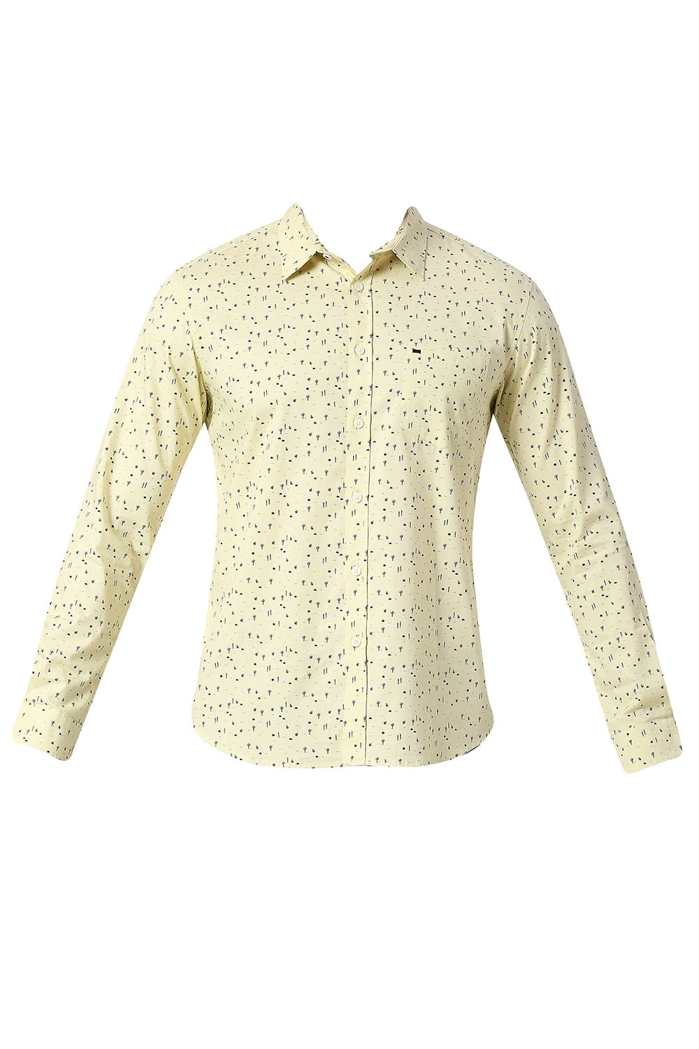 BASICS SLIM FIT COTTON PRINTED SHIRT