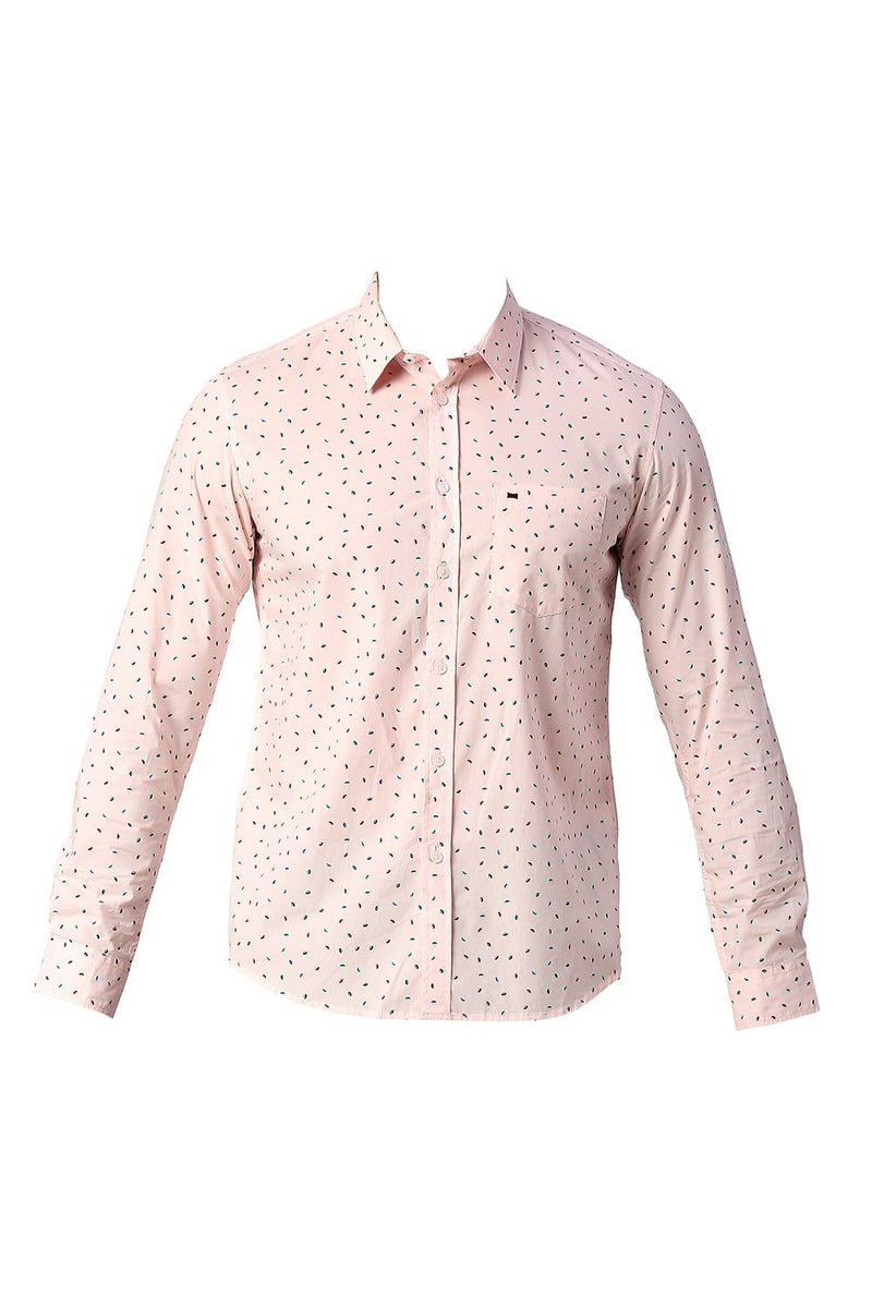 BASICS SLIM FIT COTTON POPLIN PRINTED SHIRT