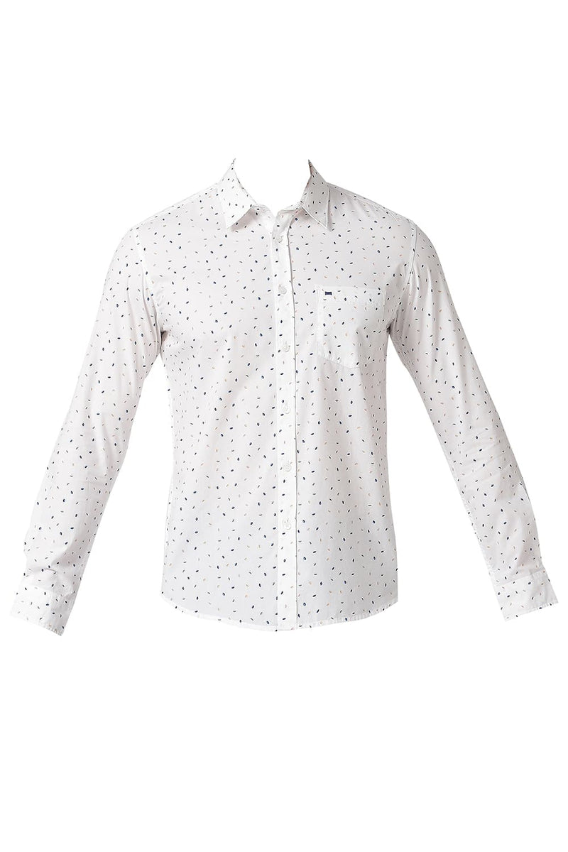 BASICS SLIM FIT COTTON POPLIN PRINTED SHIRT