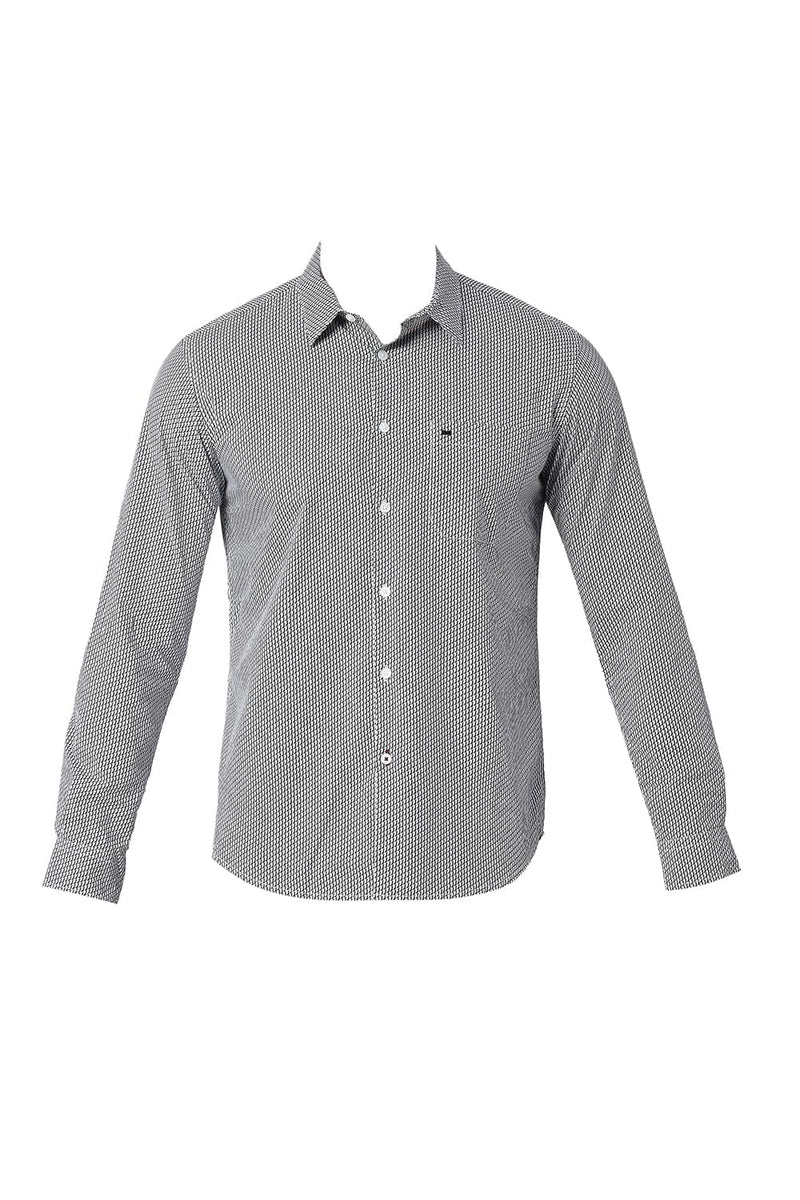 BASICS SLIM FIT COTTON POPLIN PRINTED SHIRT