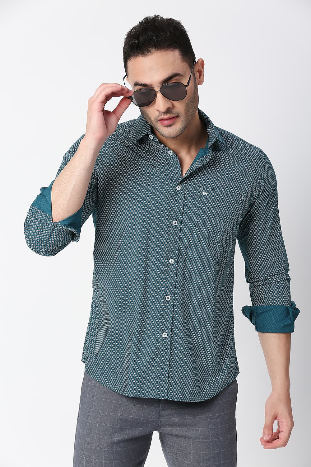 Slim Fit Cotton Poplin Printed Shirt