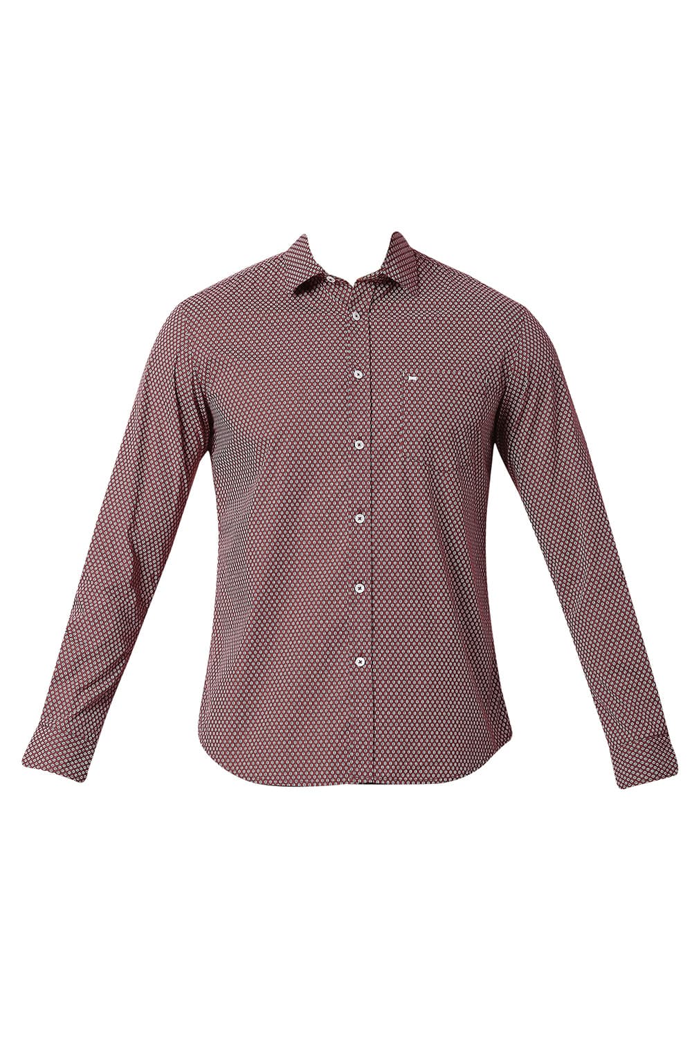 BASICS SLIM FIT COTTON POPLIN PRINTED SHIRT