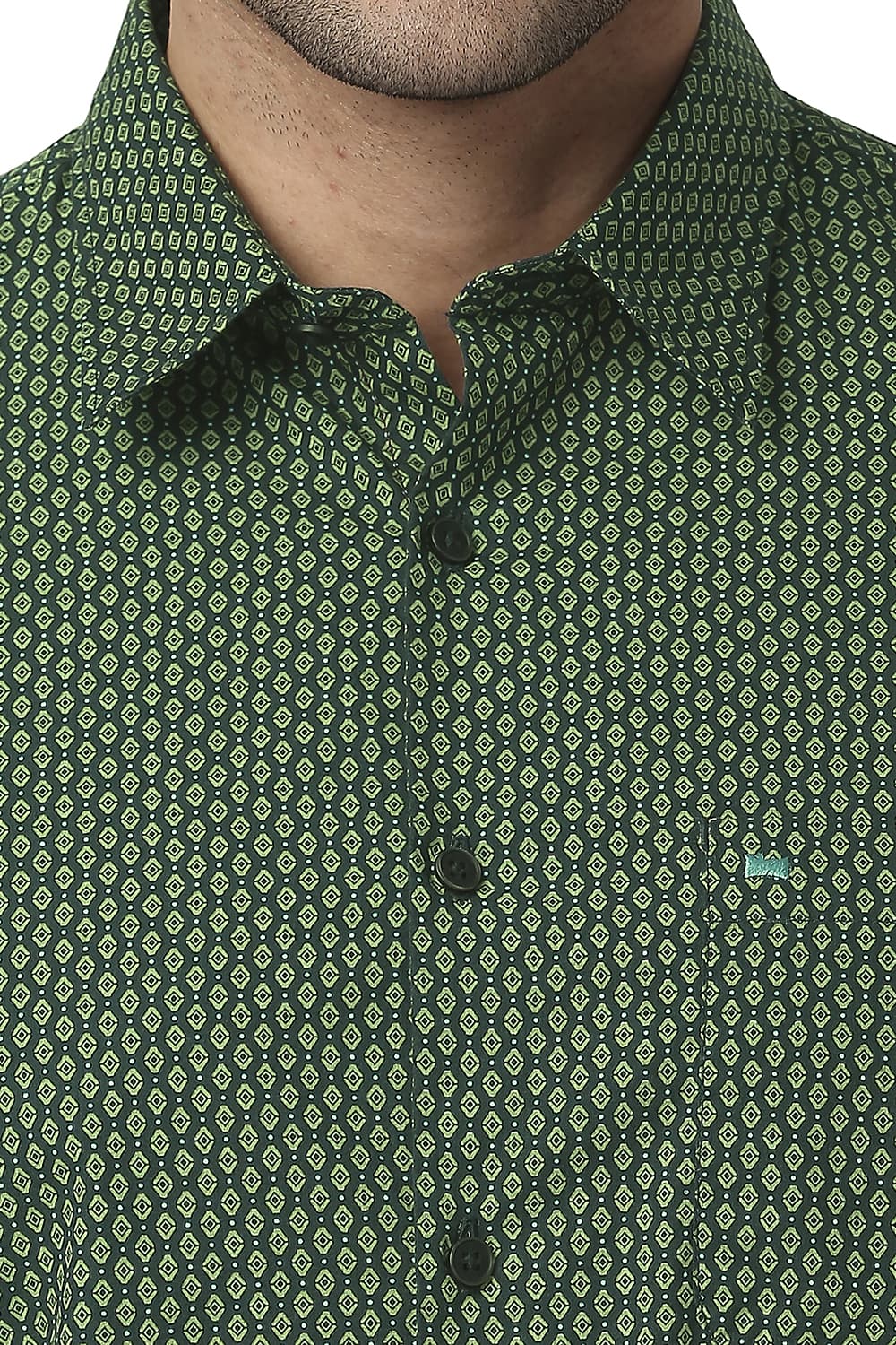 BASICS SLIM FIT COTTON POPLIN PRINTED SHIRT