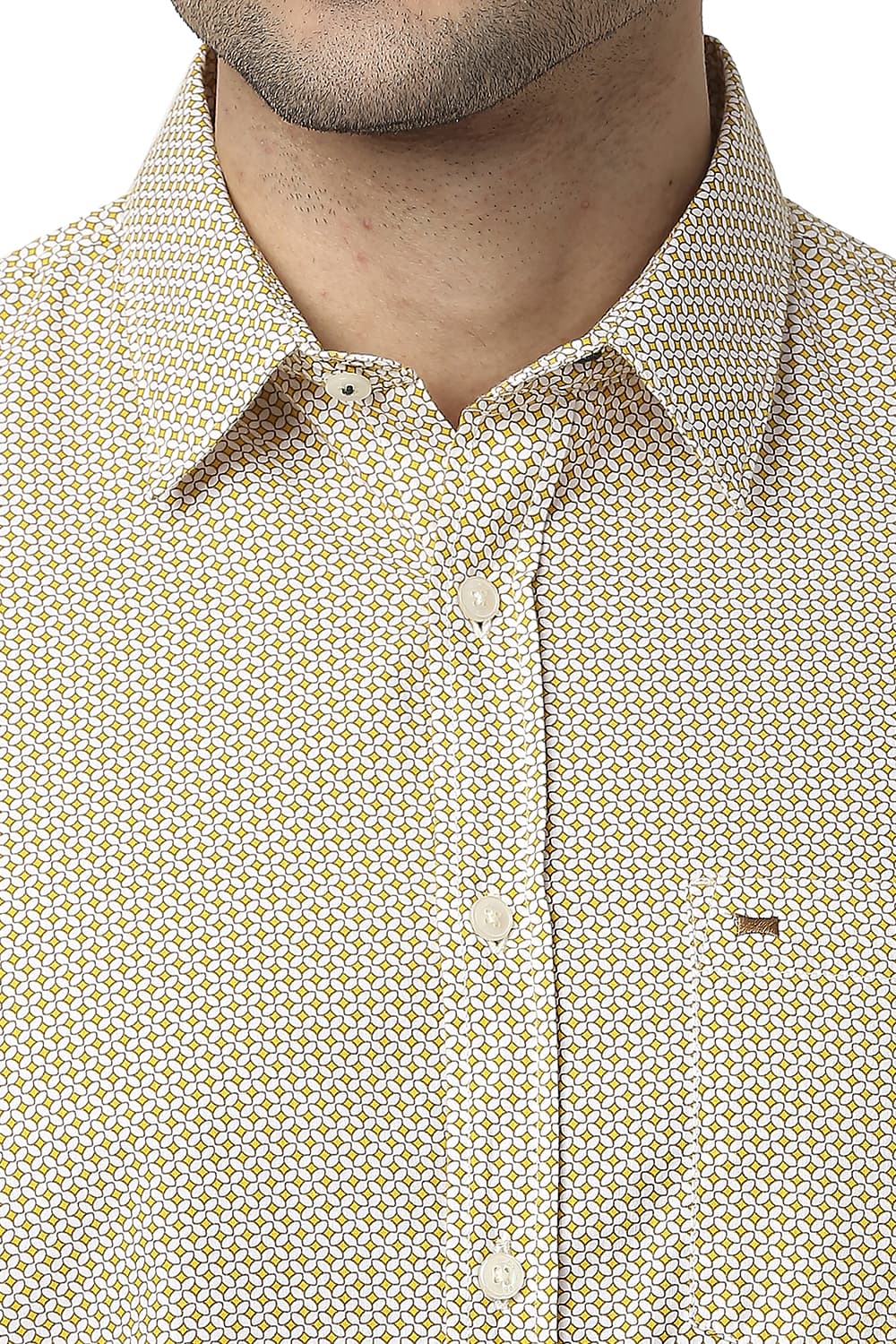 BASICS SLIM FIT COTTON POPLIN PRINTED SHIRT