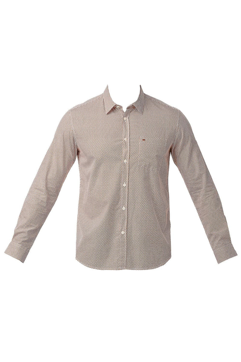 BASICS SLIM FIT COTTON POPLIN PRINTED SHIRT