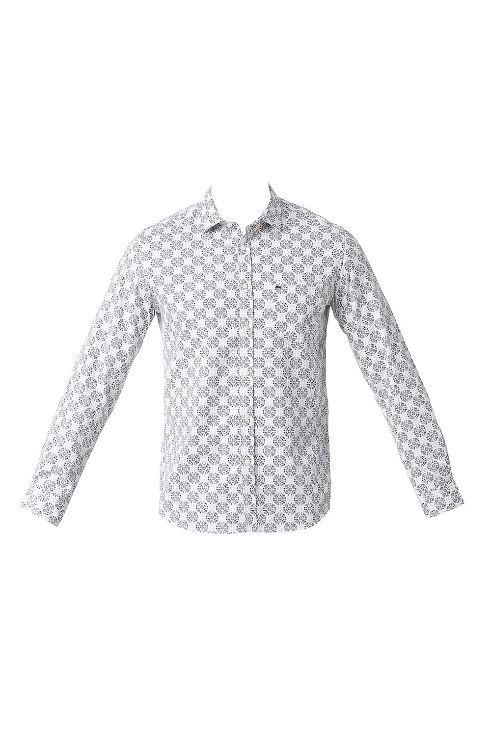 BASICS SLIM FIT COTTON POPLIN PRINTED SHIRT