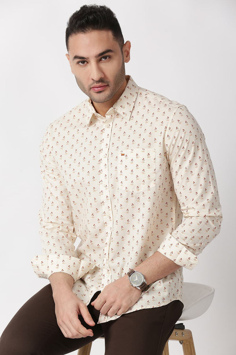 Slim Fit Cotton Poplin Printed Shirt