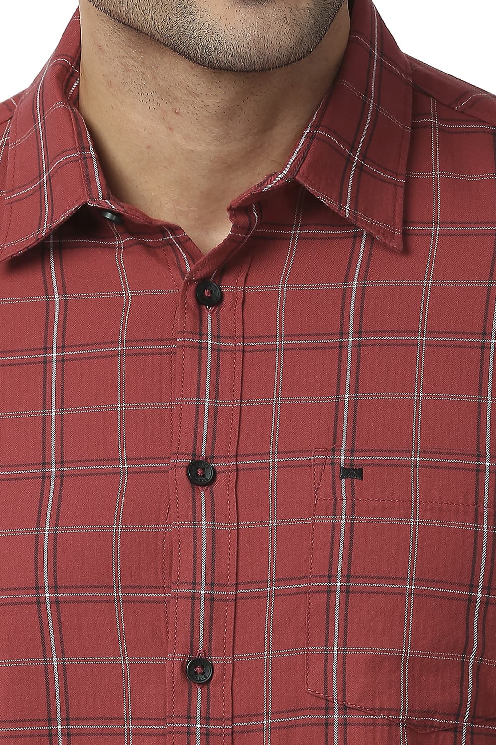 BASICS SLIM FIT COTTON TWILL CHECKS SHIRT