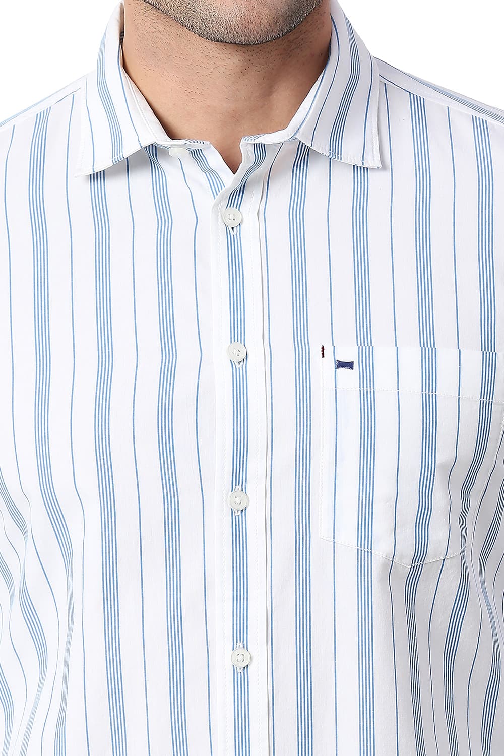 BASICS SLIM FIT COTTON STRIPE SHIRT