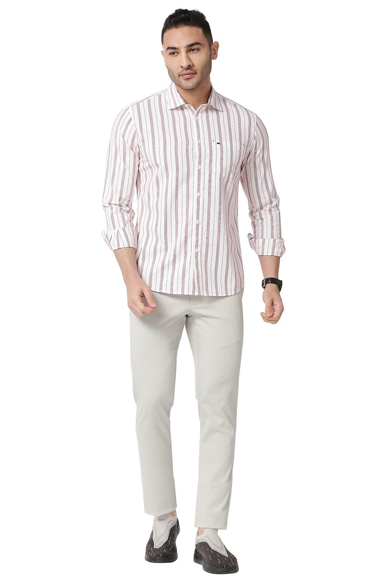 BASICS SLIM FIT COTTON STRIPE SHIRT