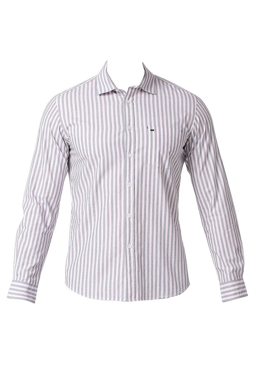 BASICS SLIM FIT MAUVE PINK COTTON STRIPE SHIRT