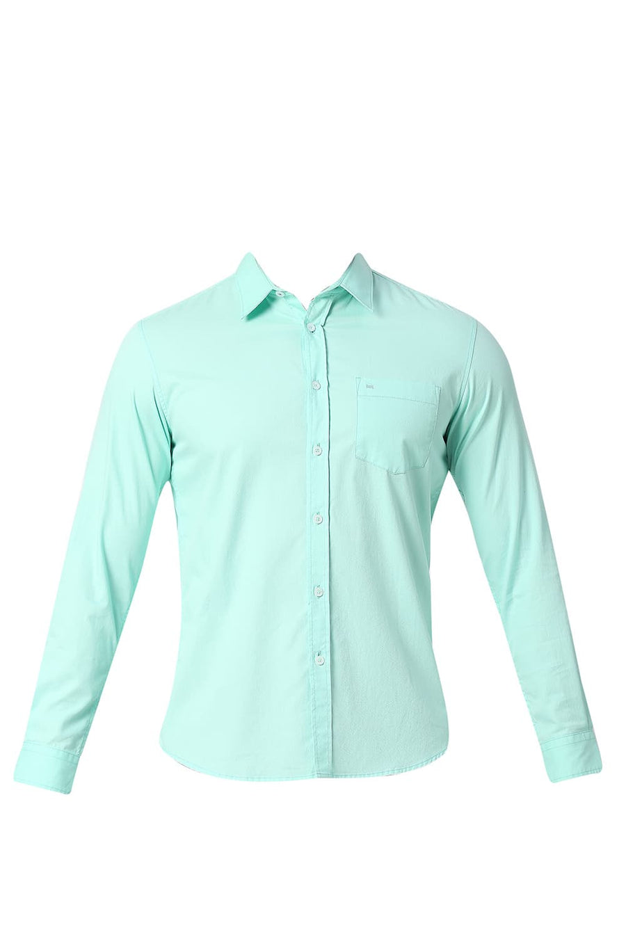 BASICS SLIM FIT BROOK GREEN COTTON DOBBY SHIRT