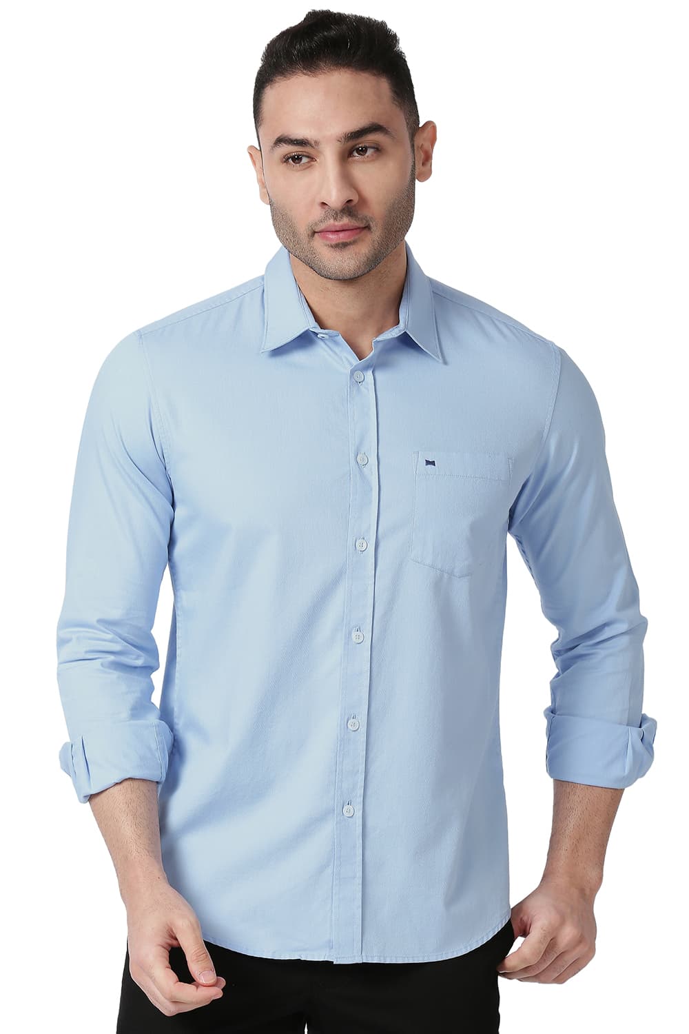 BASICS SLIM FIT COTTON DOBBY SHIRT