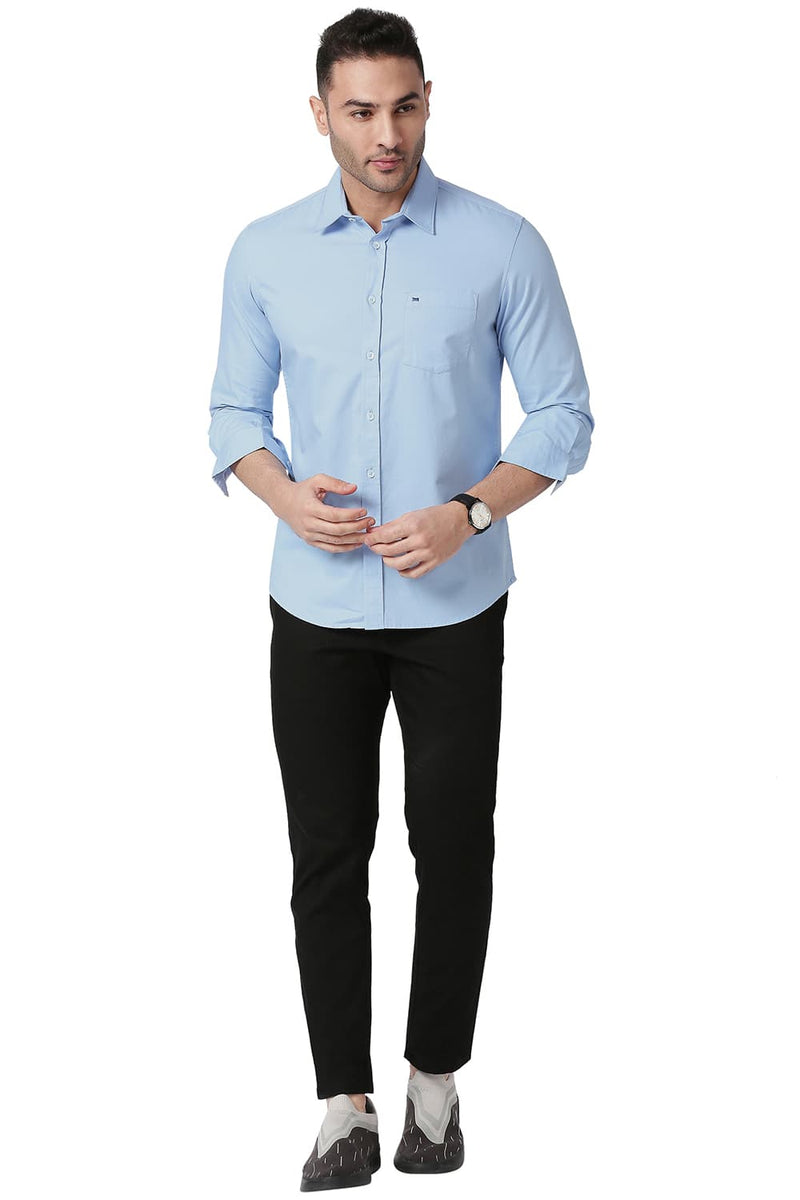 BASICS SLIM FIT COTTON DOBBY SHIRT