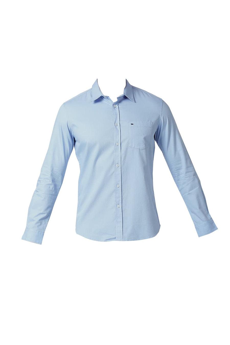 BASICS SLIM FIT SUMMER BLUE COTTON DOBBY SHIRT
