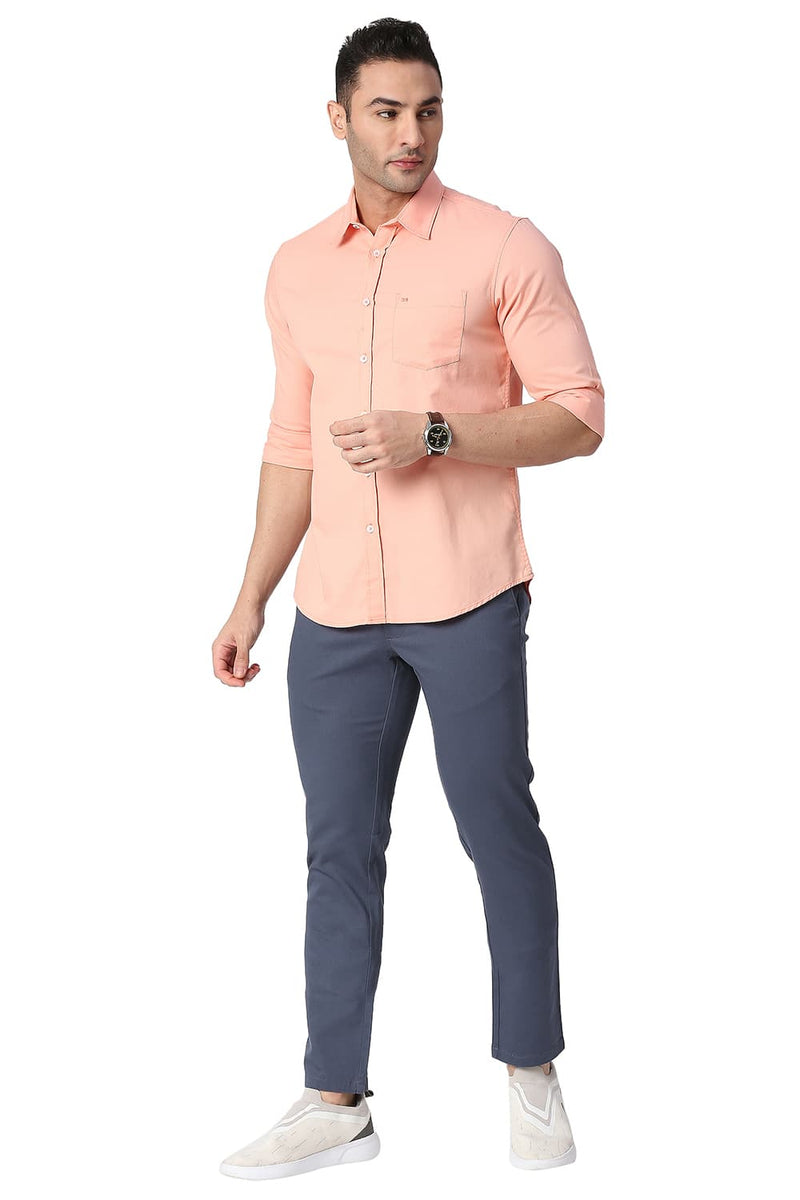 BASICS SLIM FIT COTTON DOBBY SHIRT