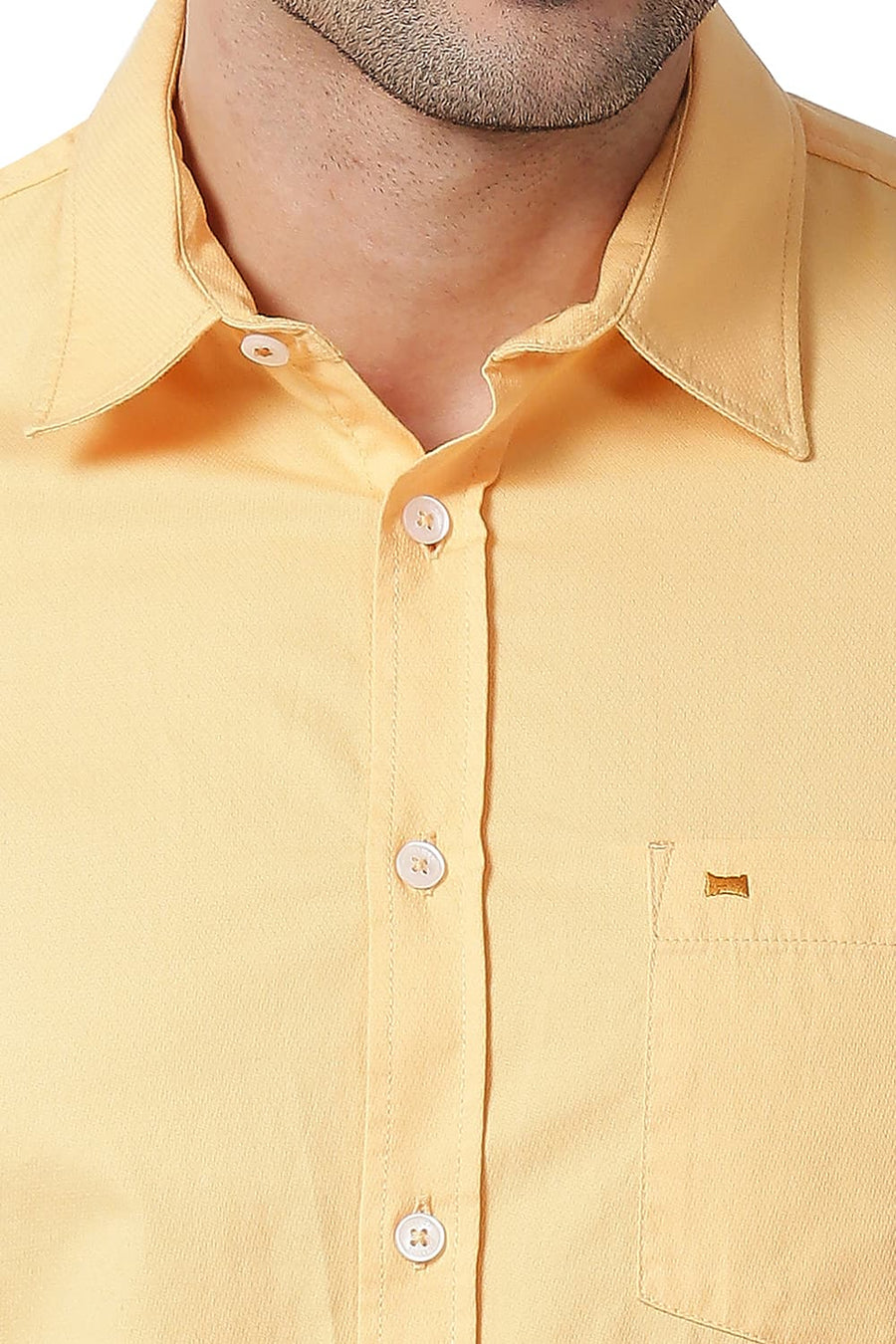 BASICS SLIM FIT APRICOT ORANGE COTTON DOBBY SHIRT