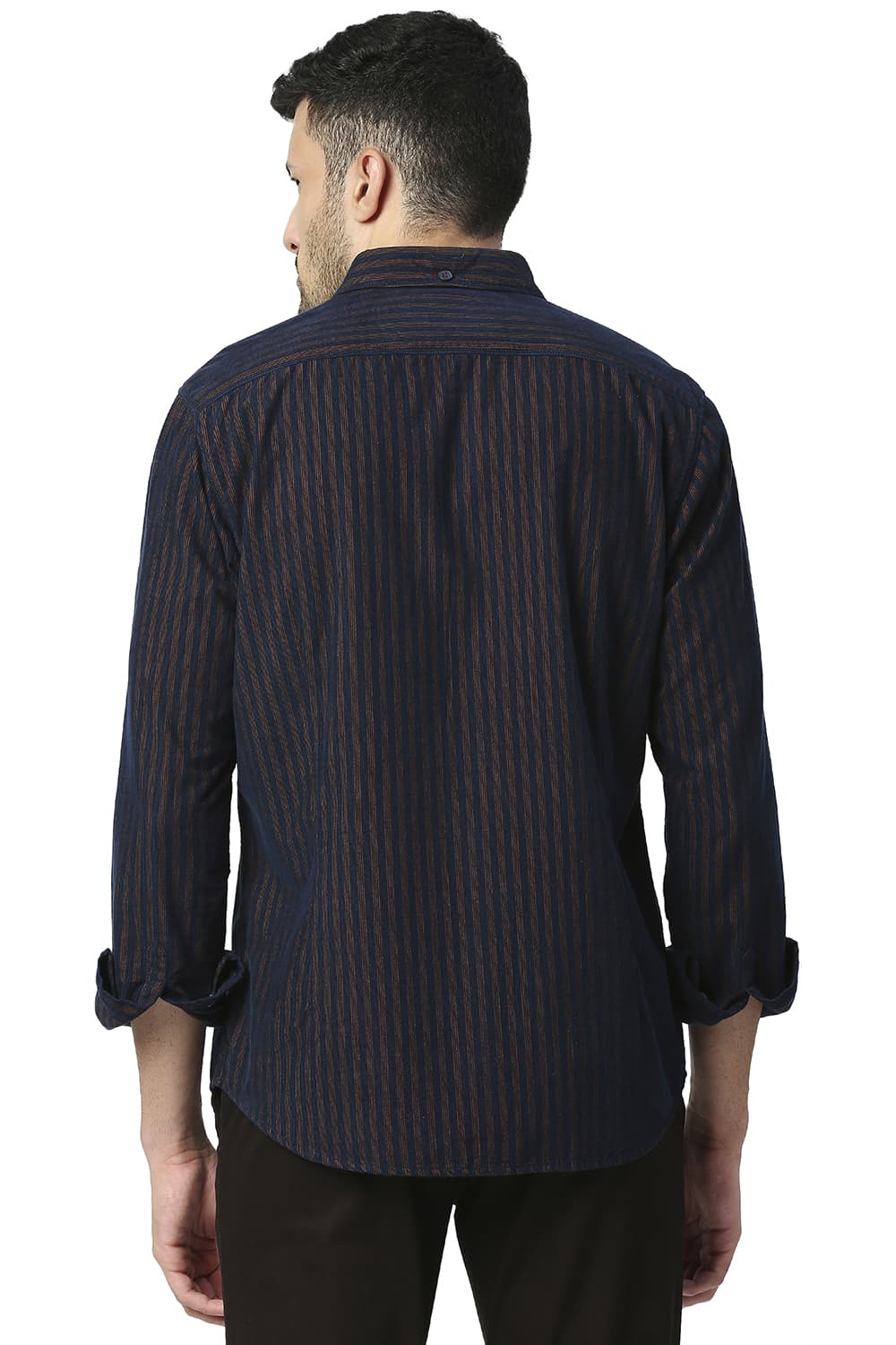 BASICS SLIM FIT COTTON CORDUORY STRIPE SHIRT