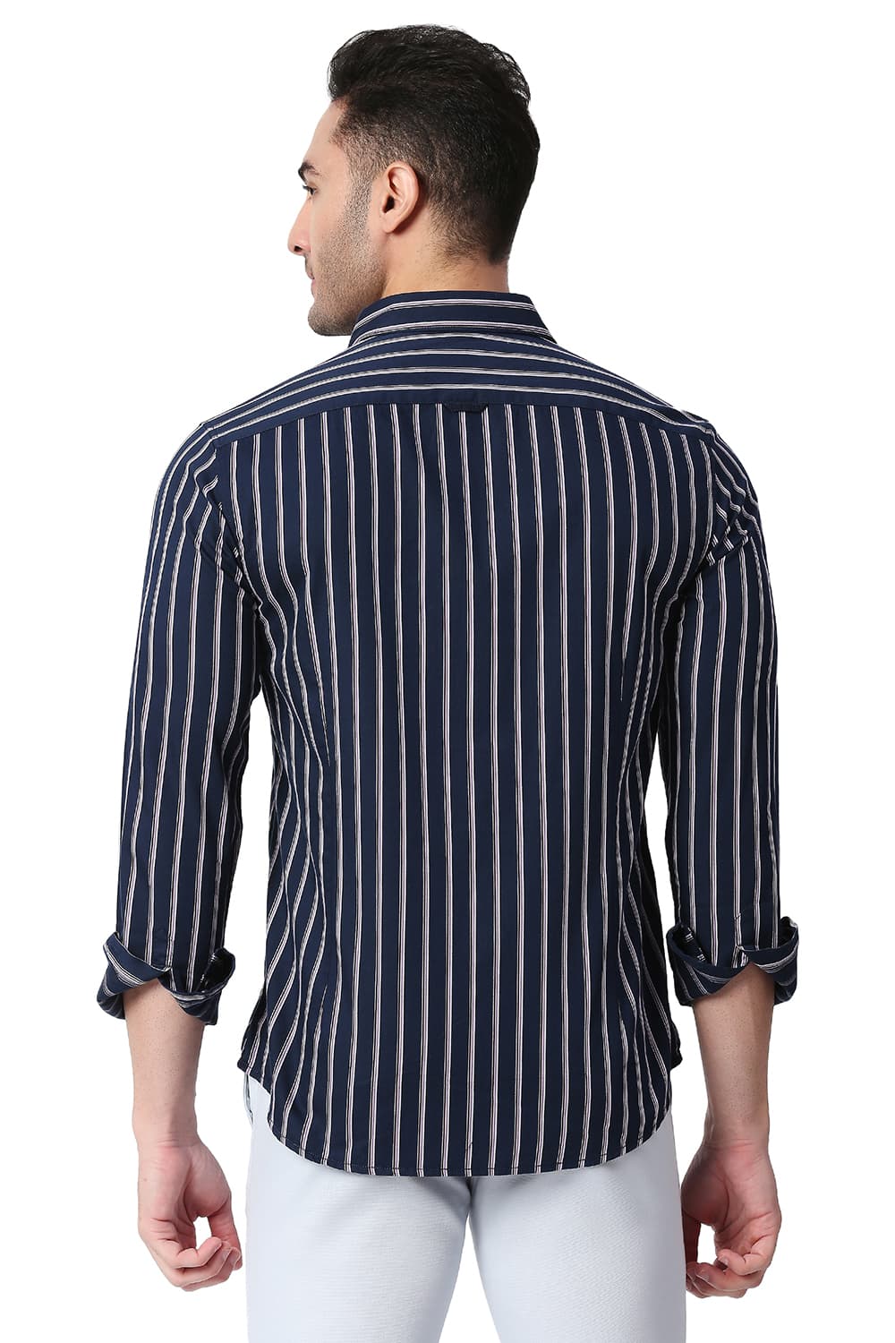 BASICS SLIM FIT COTTON TWILL STRIPE SHIRT