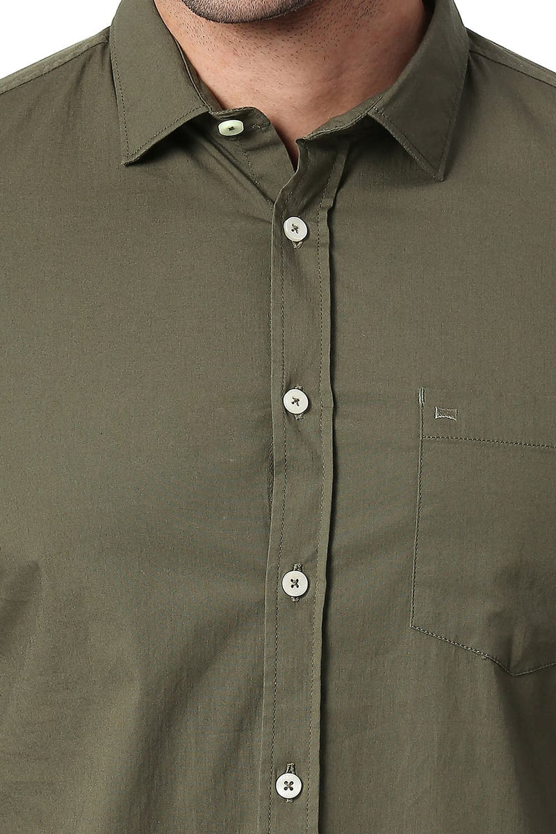 BASICS SLIM FIT COTTON POPLIN STRETCH SHIRT