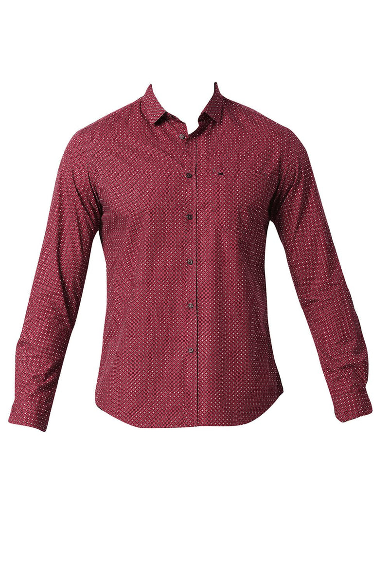 BASICS SLIM FIT COTTON POPLIN PRINTED SHIRT