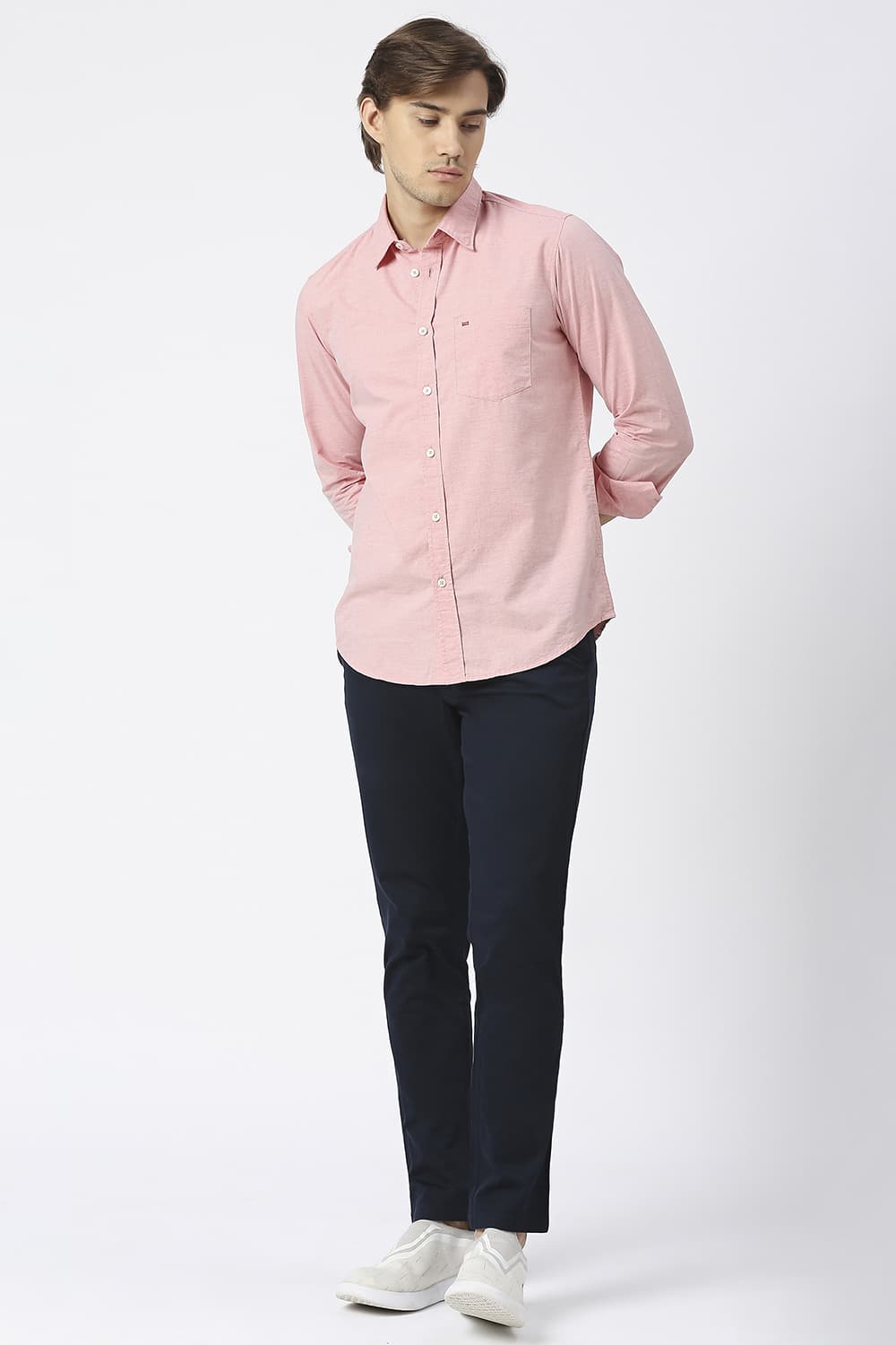 Slim Fit Cotton Polyester Chambray Shirt