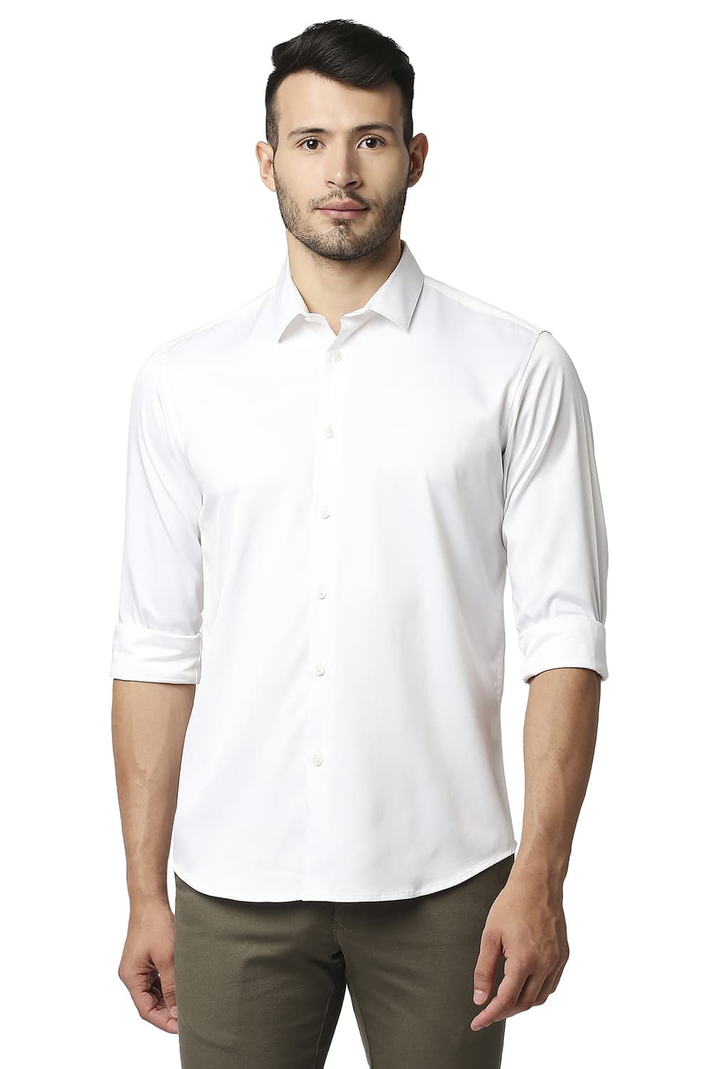 BASICS SLIM FIT POLYESTER STRETCH SHIRT