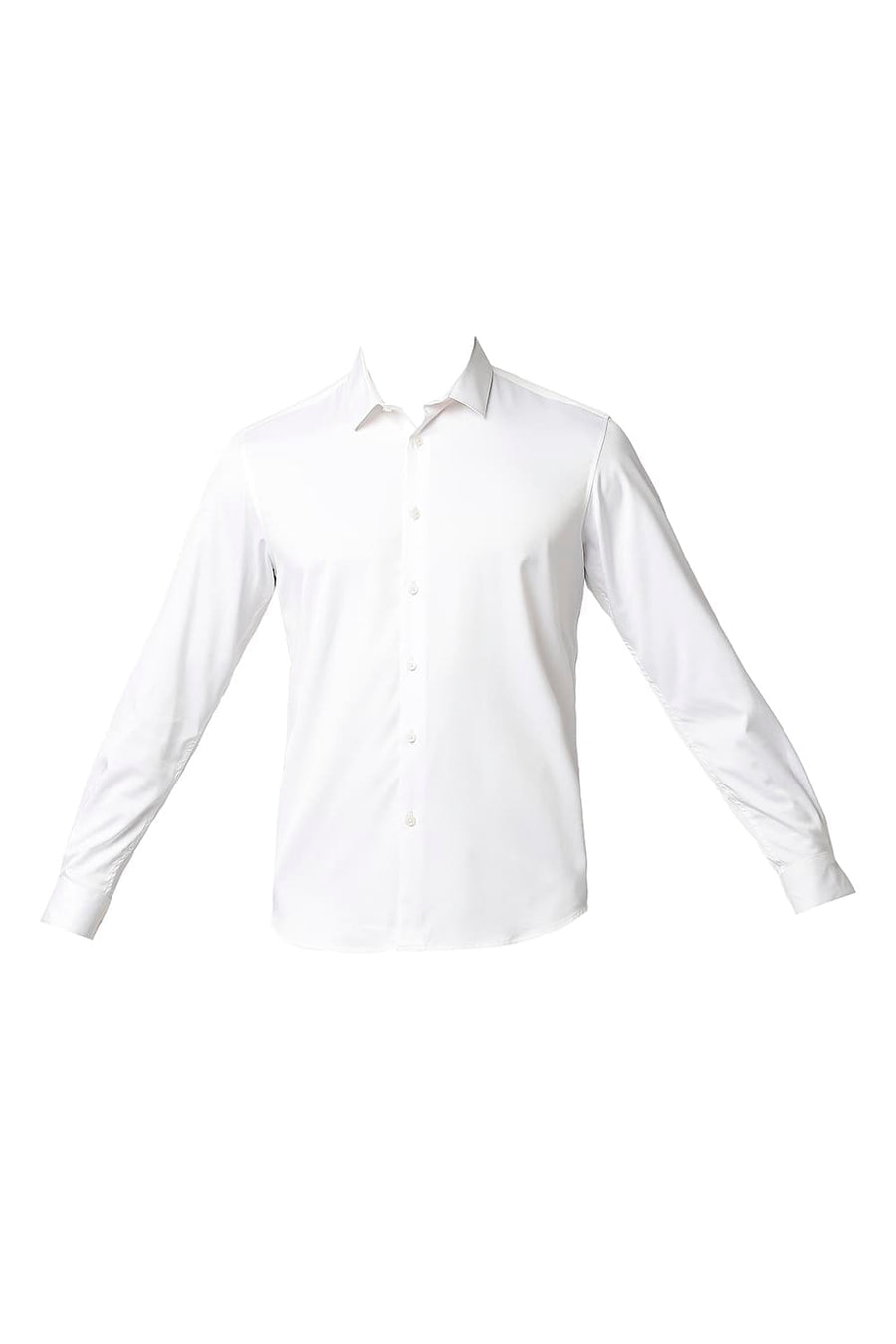 BASICS SLIM FIT BRIGHT WHITE POLYESTER STRETCH SHIRT