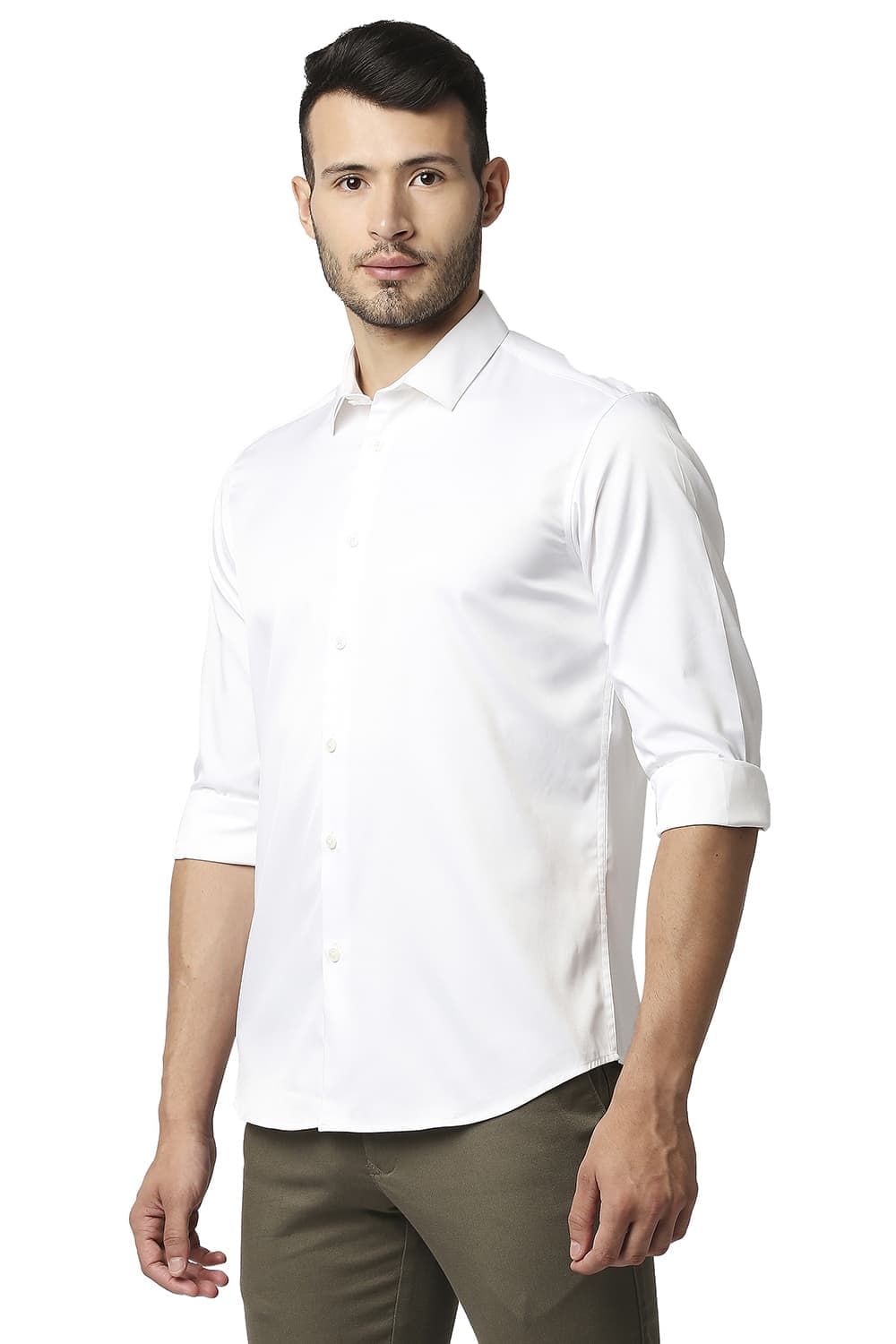 BASICS SLIM FIT POLYESTER STRETCH SHIRT