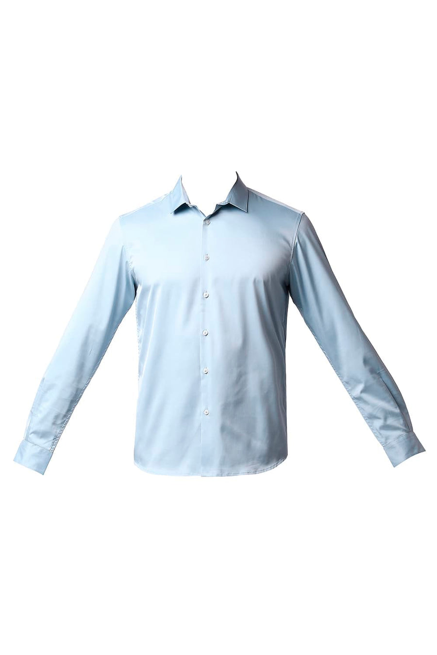 BASICS SLIM FIT NIAGARA BLUE POLYESTER STRETCH SHIRT