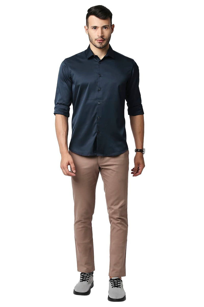 BASICS SLIM FIT POLYESTER STRETCH SHIRT