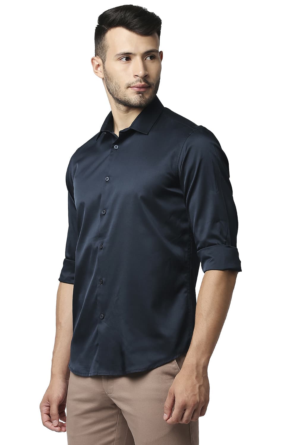 BASICS SLIM FIT POLYESTER STRETCH SHIRT