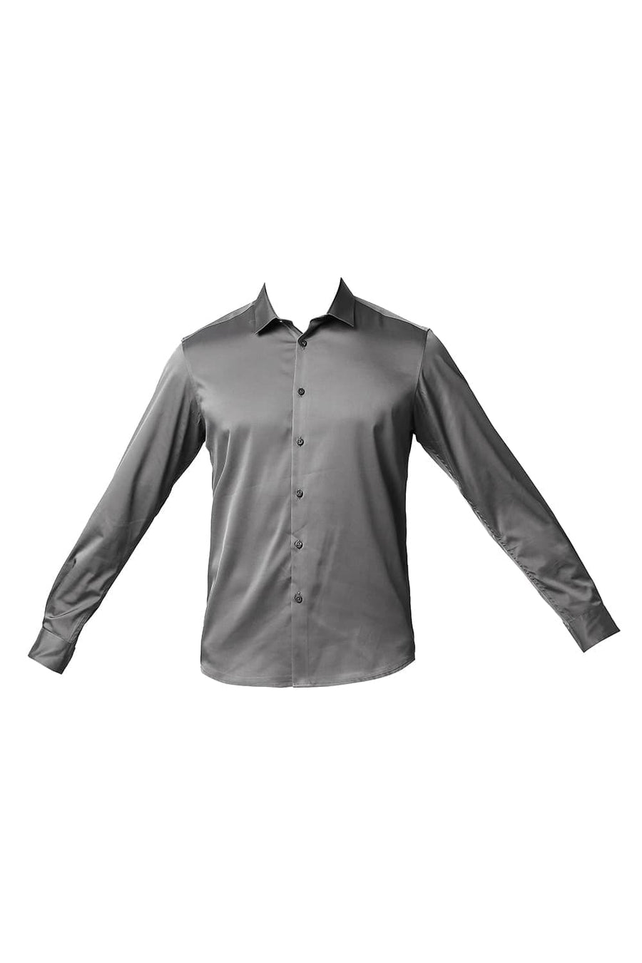 BASICS SLIM FIT PINSTRIPE GREY POLYESTER STRETCH SHIRT