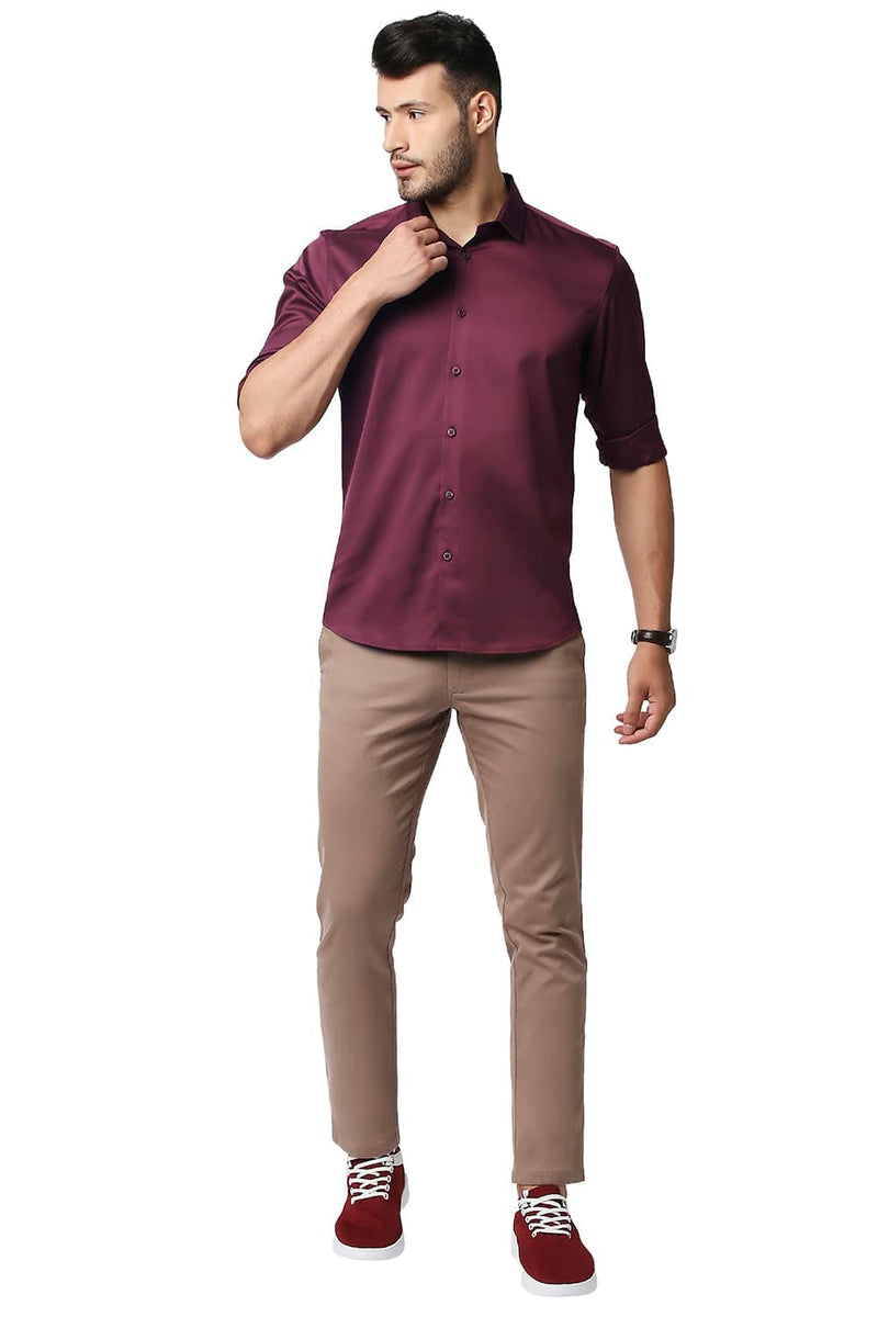 BASICS SLIM FIT POLYESTER STRETCH SHIRT