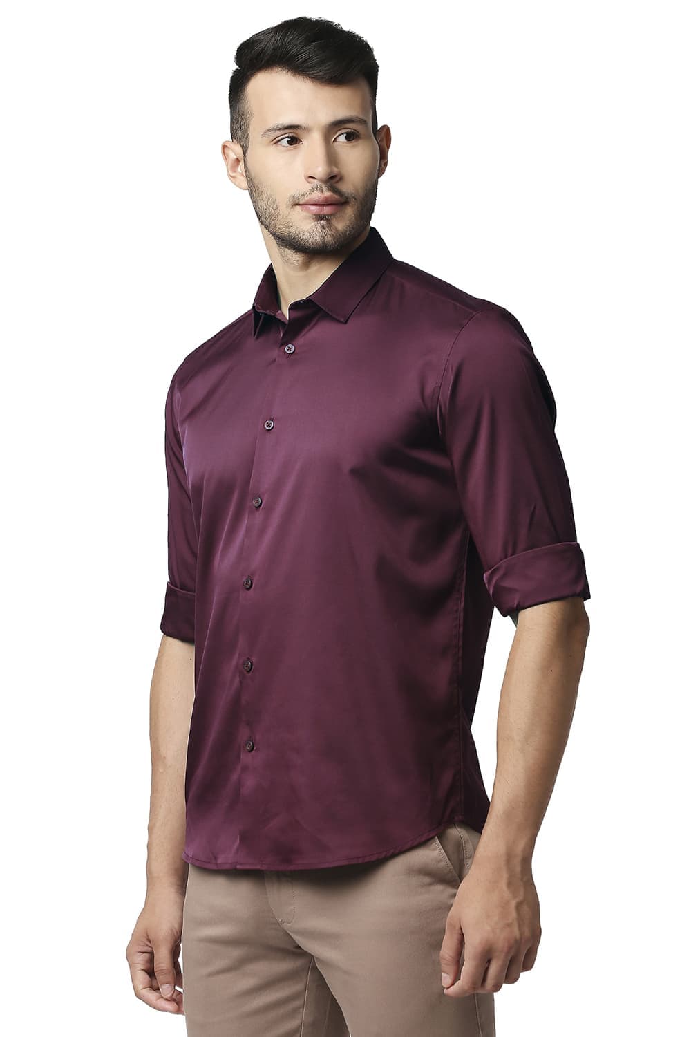 BASICS SLIM FIT POLYESTER STRETCH SHIRT