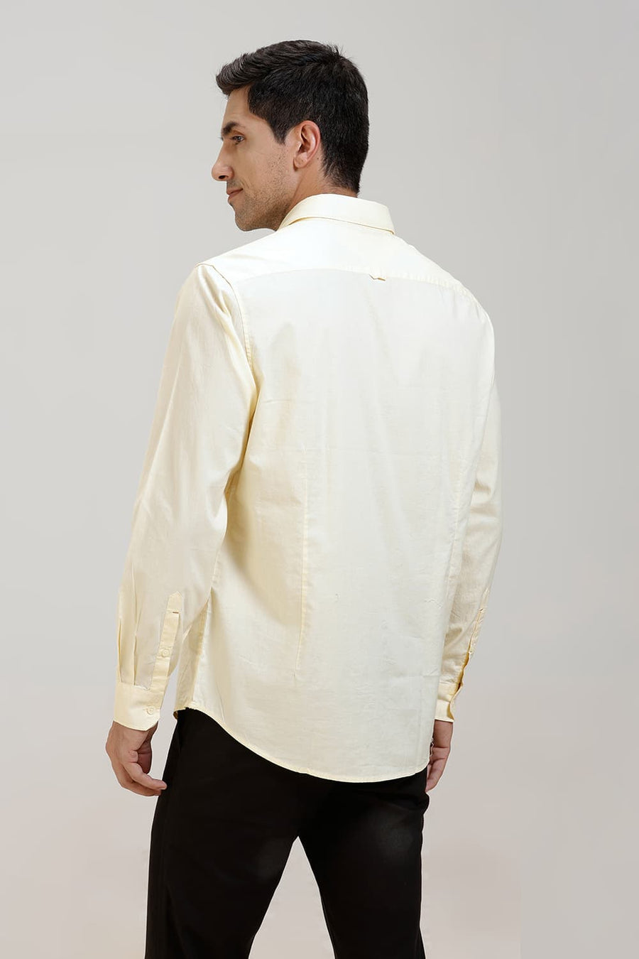 BASICS SLIM FIT MELLOW YELLOW COTTON OXFORD SHIRT
