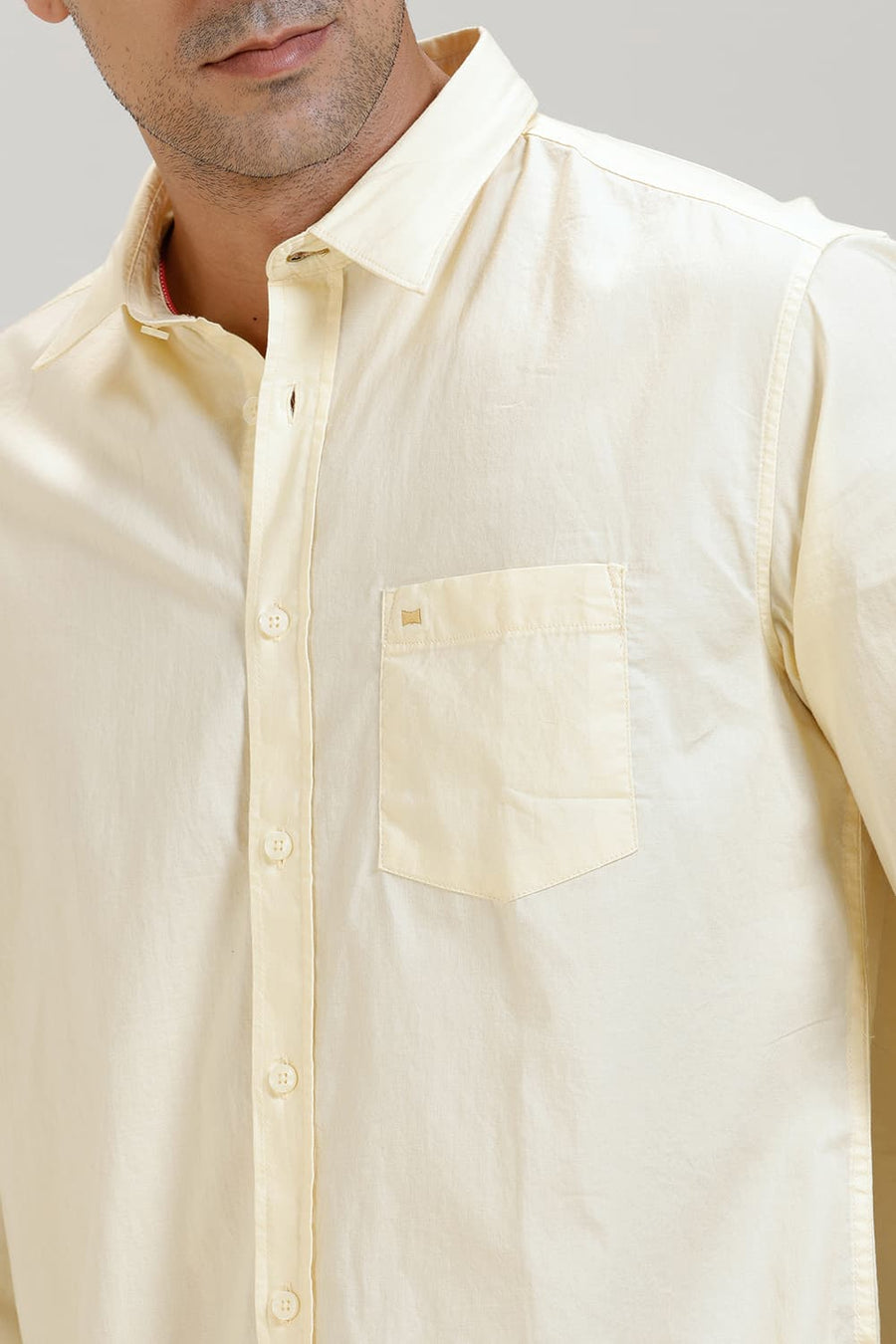 BASICS SLIM FIT MELLOW YELLOW COTTON OXFORD SHIRT