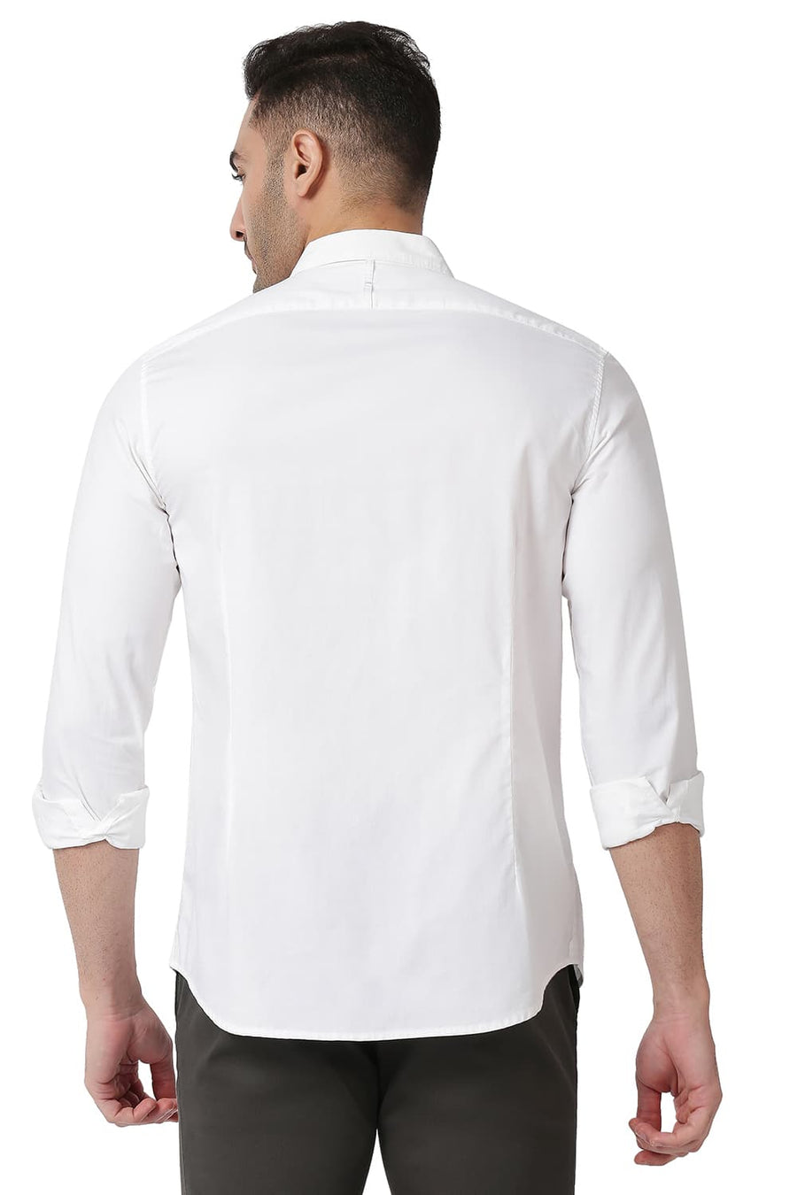 BASICS SLIM FIT BRIGHT WHITE COTTON OXFORD SHIRT