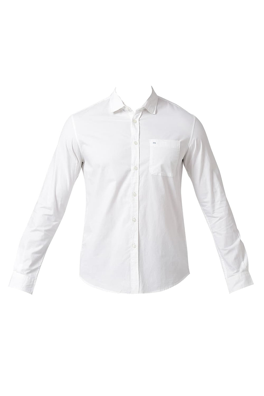 BASICS SLIM FIT BRIGHT WHITE COTTON OXFORD SHIRT