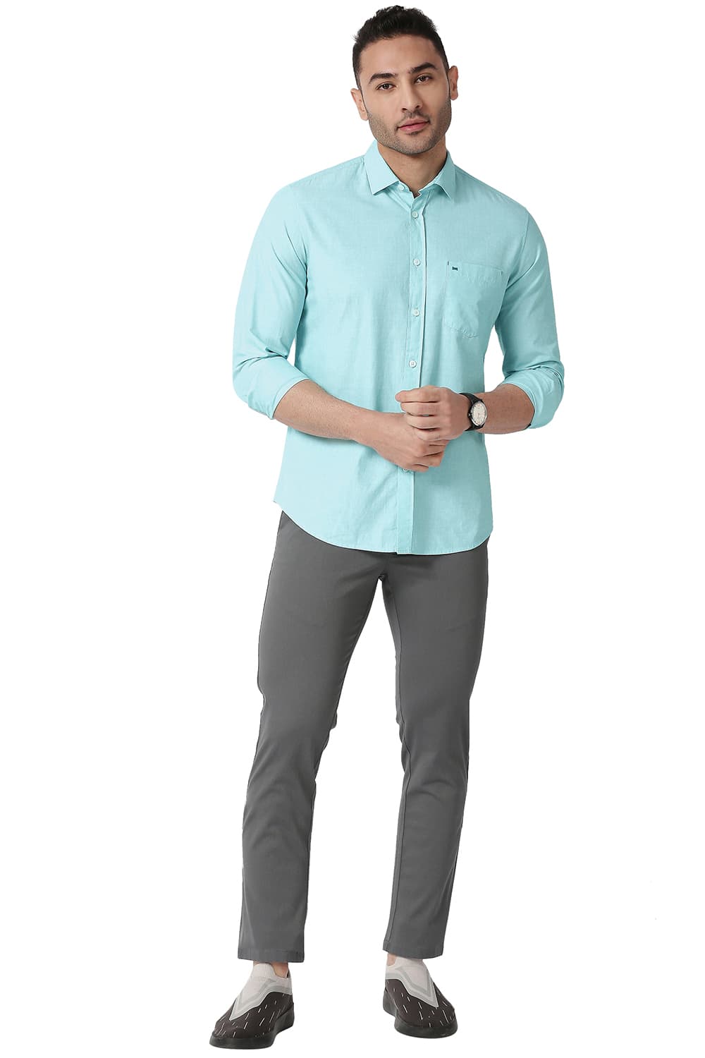 BASICS SLIM FIT COTTON FIL-A-FIL SHIRT