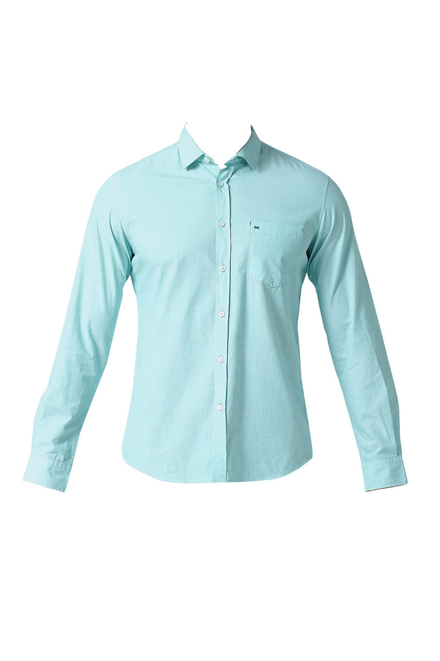 BASICS SLIM FIT SOOTHING GREEN COTTON FIL-A-FIL SHIRT