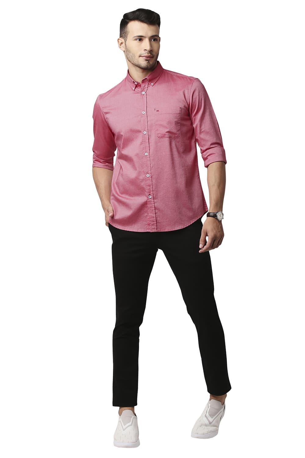 BASICS SLIM FIT COTTON OXFORD SHIRT