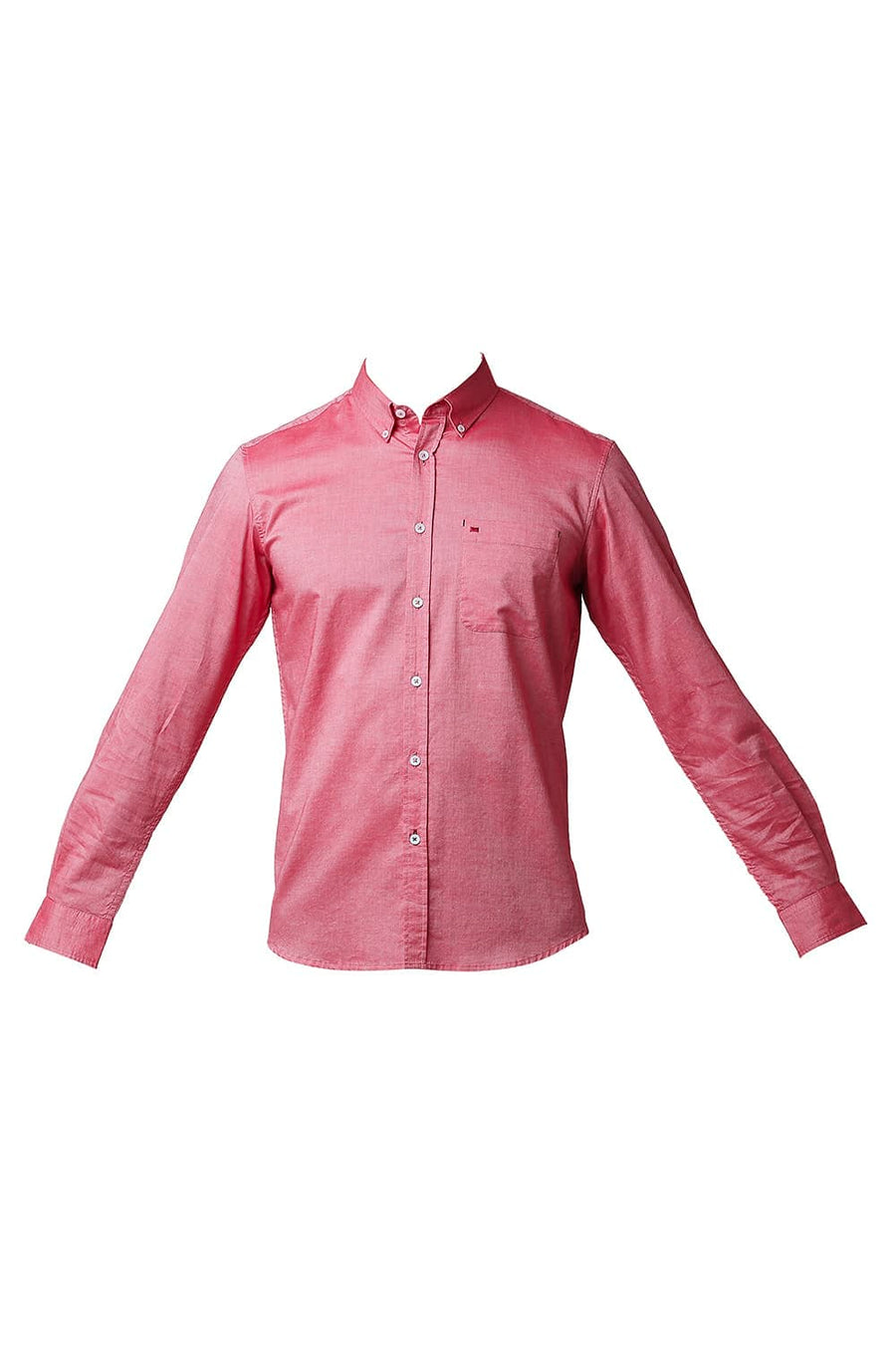 BASICS SLIM FIT CEDAR RED COTTON OXFORD SHIRT