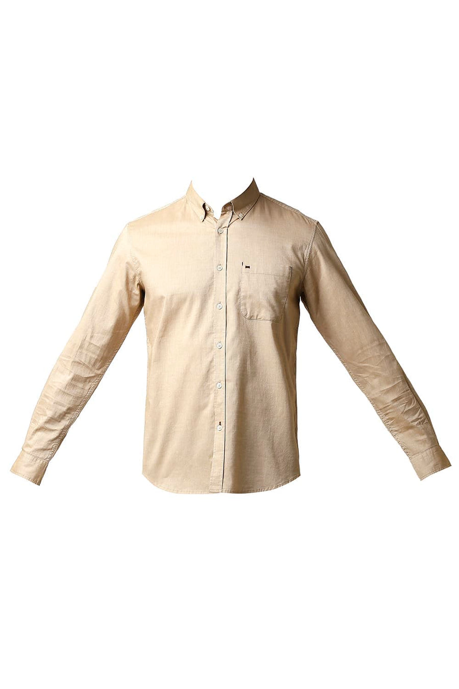 BASICS SLIM FIT AFFOGAT BEIGE COTTON OXFORD SHIRT