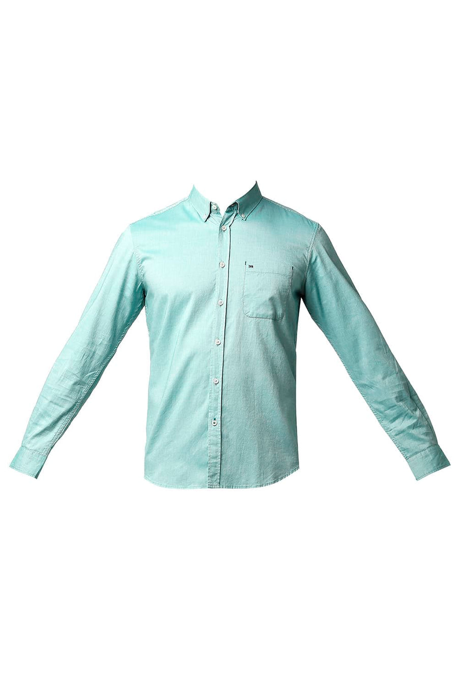 BASICS SLIM FIT WASABI GREEN COTTON OXFORD SHIRT
